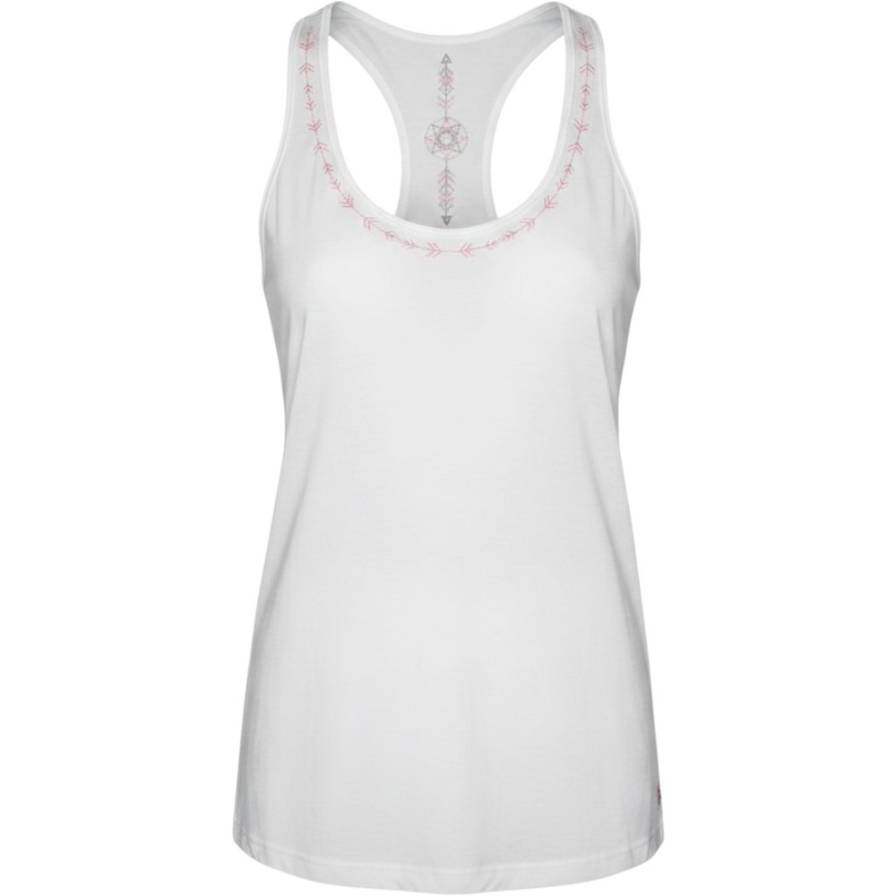 Alp‎ N Rock Tank Top Womens Size XS White Racerback Embroidered Yoga Gym Workout